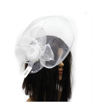 Deluxe Fascinator with Beads - White - Everything Party