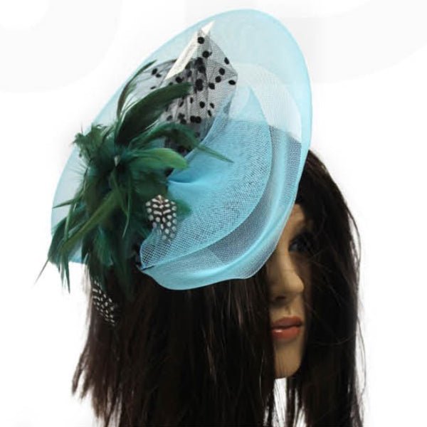 Deluxe Fascinator with Feather and Veil - Blue - Everything Party
