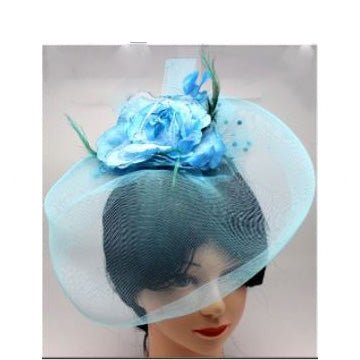 Deluxe Fascinator with Flower - Blue - Everything Party