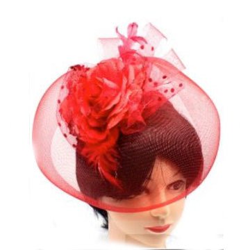 Deluxe Fascinator with Flower - Red - Everything Party