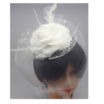 Deluxe Fascinator with Flower - White - Everything Party