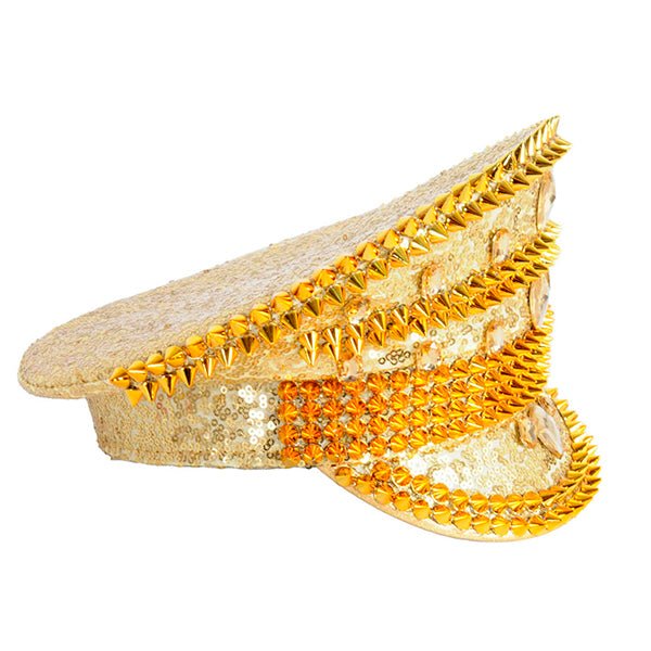 Deluxe Gold Seuqin Festival Hat with Gems and Studs - Everything Party