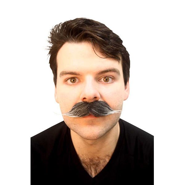 Deluxe Grey and Black Mo Costume Moustache - Everything Party