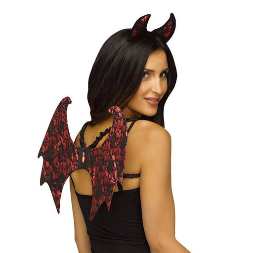 Deluxe Lace Devil Wing & Headband Set - Everything Party