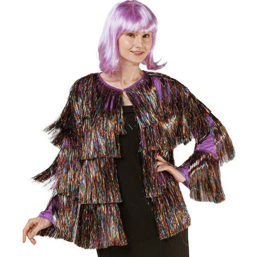 Deluxe Multi Layer Tinsel Fringe Festival Swift Jacket - Rainbow - Everything Party