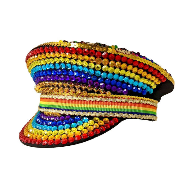 Deluxe Rainbow Festival Hat with Sequins Studs and Rhinestone - Everything Party