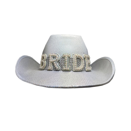 Deluxe White Bride Cowgirl/Cowboy Hat with Pearls - Everything Party