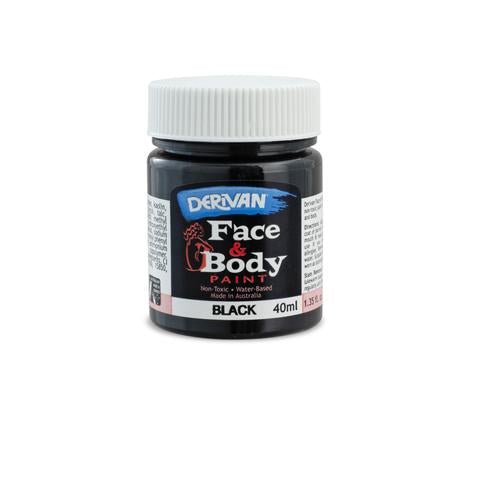Derivan Face & Body Paint 40ml - Black - Everything Party