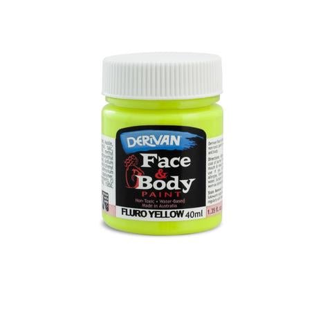 Derivan Face & Body Paint 40ml - Fluro Yellow - Everything Party