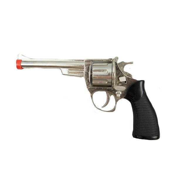 Die Cast Metal Cowboy Revolver Toy Cap Gun 18cm Silver - Everything Party