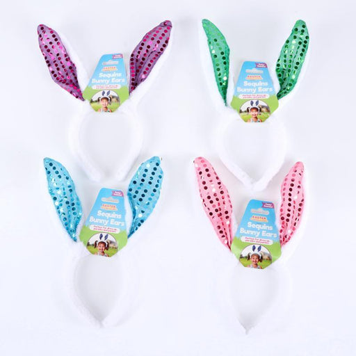 Easter Bunny Ears Sequin Plush Headband - Everything Party
