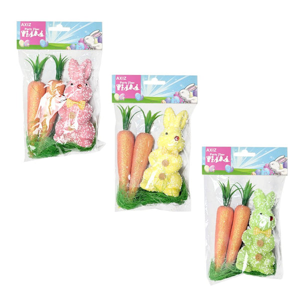 Easter Craft set with Glitter Bunny Carrots and Grass - Everything Party