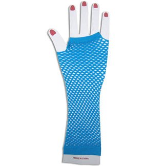 Fishnet Fingerless Long Glove - Blue - Everything Party