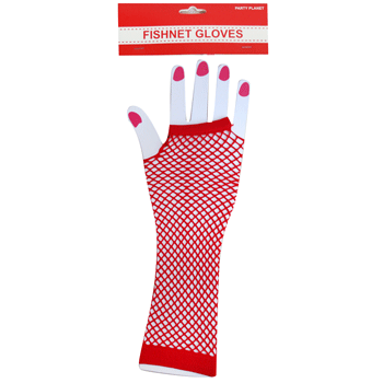 Fishnet Fingerless Long Glove - Red - Everything Party