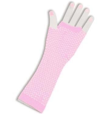 Fishnet Fingerless Long Gloves - Light Pink - Everything Party