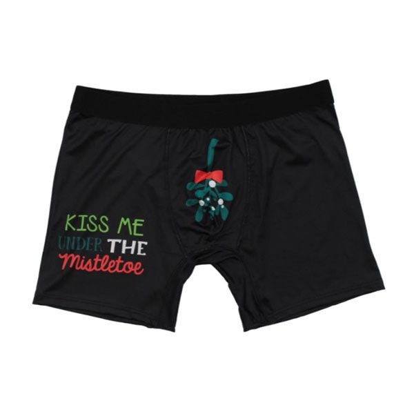 Kiss Me Under the Mistletoe Christmas Mens Boxer Brief Underwear