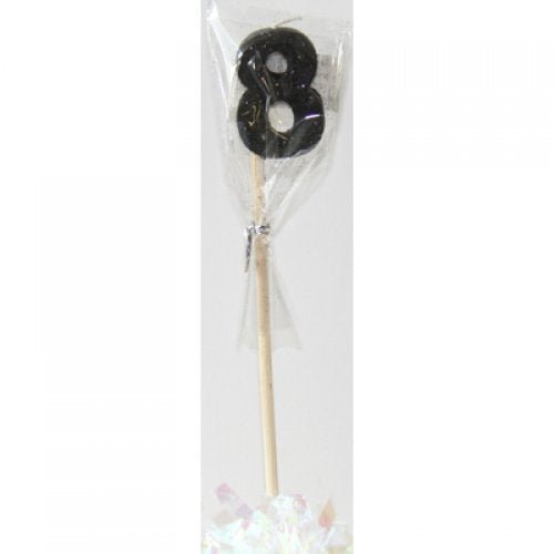 Glitter Numeral Candle with Long Stick - Black - Everything Party