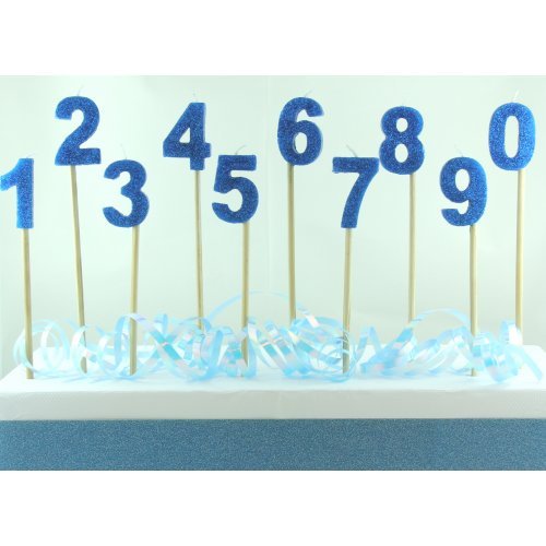 Glitter Numeral Candle with Long Stick - Royal Blue - Everything Party