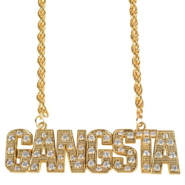 Gold Gangsta with Crystals Necklace - Everything Party