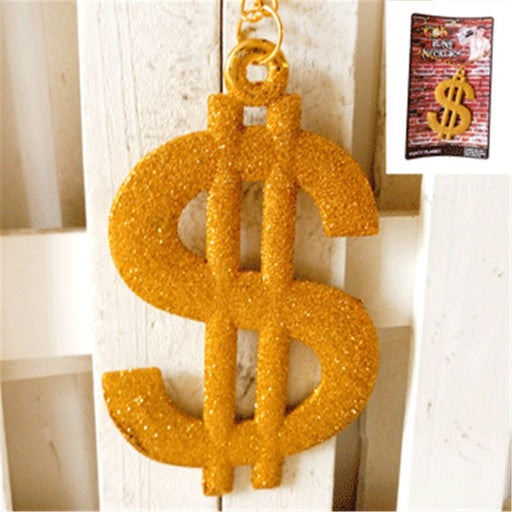 Gold Gilliter Big Dollar Sign Necklace - Everything Party