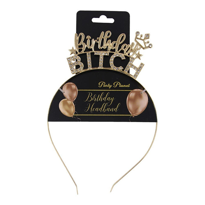 Gold Metal Birthday Bitch Novelty Headband - Everything Party