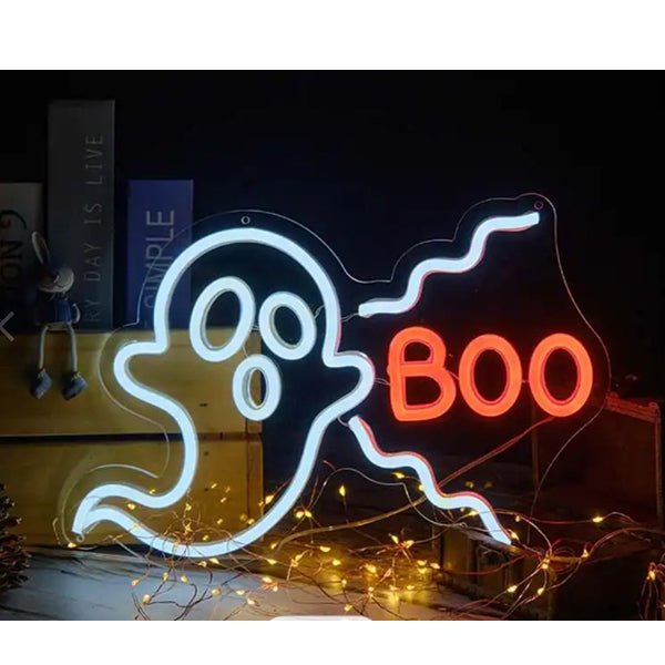 Neon Boo Led Sign Halloween Acrylic LED Neon Sign - Ghost BOO – Everything Party