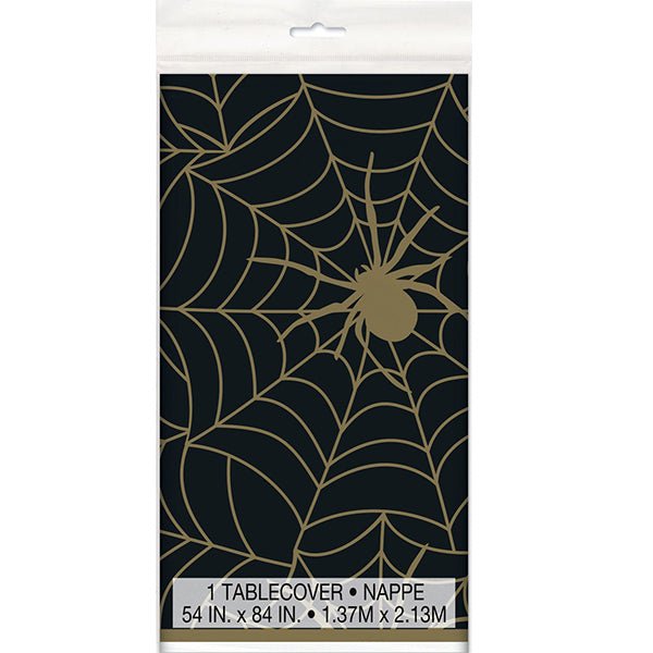 Halloween Black & Gold Spider Web Tablecover - Everything Party