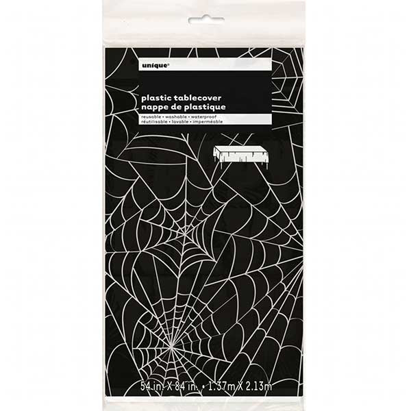 Halloween Black & White Spider Web Tablecloth - Everything Party