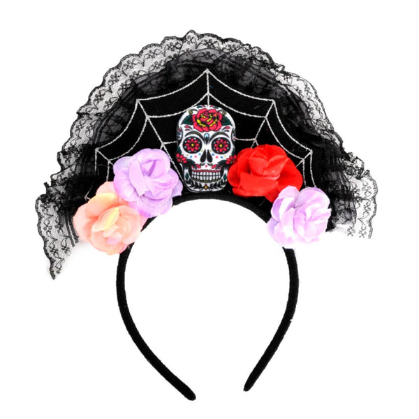 Halloween Day of the Dead Floral Skull Headband - Everything Party