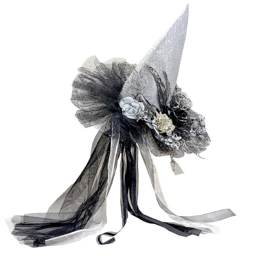 Halloween Deluxe Witch Hat with Flowers Frill and Ribbon - Everything Party