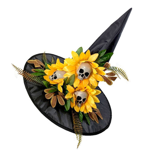 Halloween Deluxe Witch Hat with Skull Flowers - Everything Party