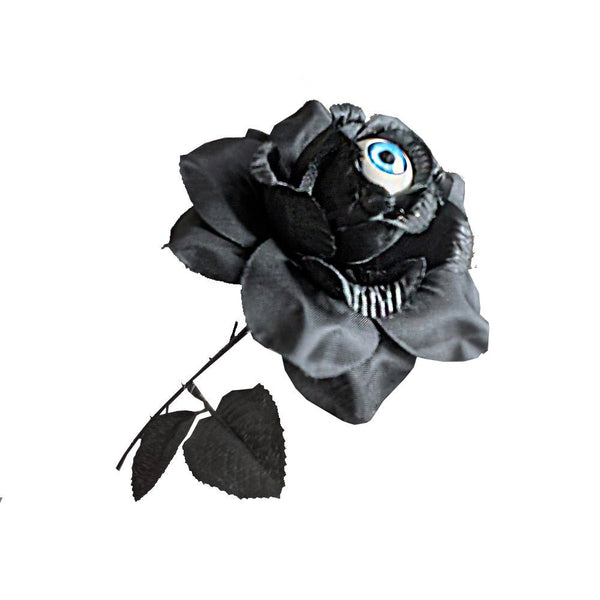 Halloween Fake Black Rose With Eyeball - Everything Party