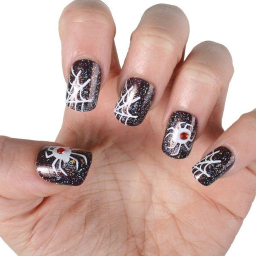 Halloween Fake Stick-On Nails with Spider and Spider Web - Everything Party