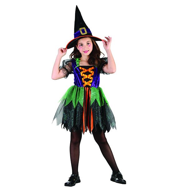 Halloween Girl's Deluxe Colourful Witch Costume - Everything Party