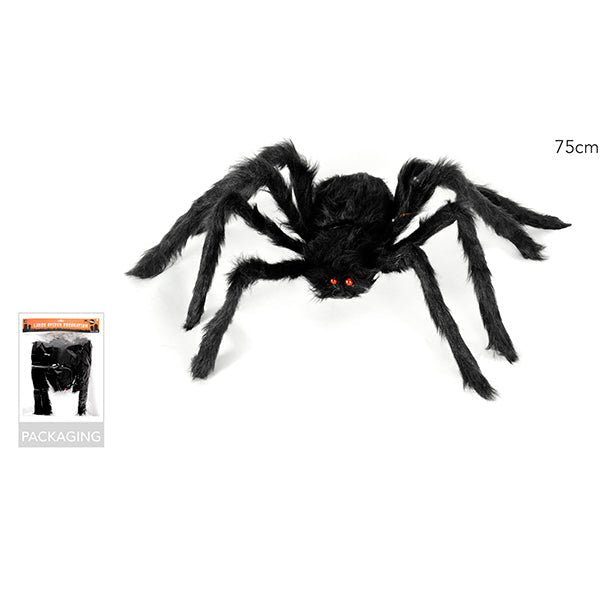 Halloween Large Black Furry Spider 75cm - Everything Party