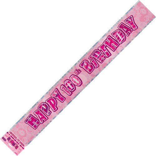 Happy 100th Birthday Banner (Blue, Pink, and Black) - Everything Party