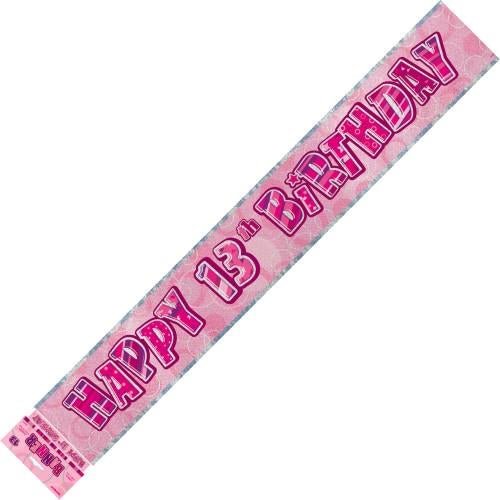 Happy 13th Birthday Banner (Blue, Pink, and Black) - Everything Party