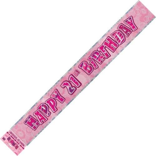 Happy 21st Birthday Banner (Blue, Pink, and Black) - Everything Party