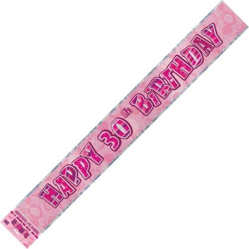 Happy 30th Birthday Banner (Blue, Pink, and Black) - Everything Party