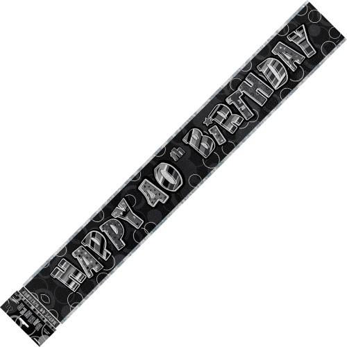 Happy 40th Birthday Banner (Blue, Pink, and Black) - Everything Party