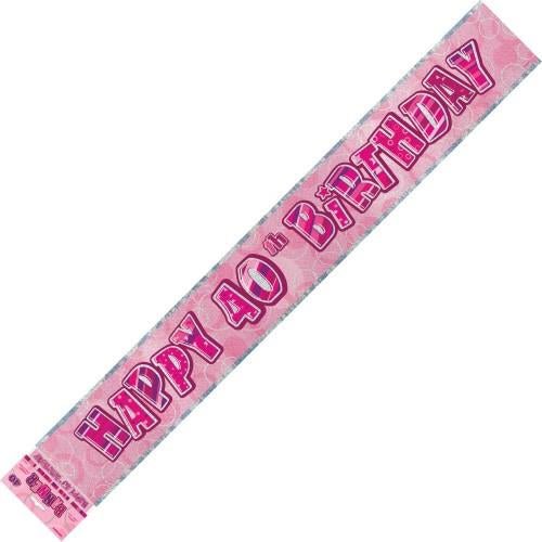 Happy 40th Birthday Banner (Blue, Pink, and Black) - Everything Party