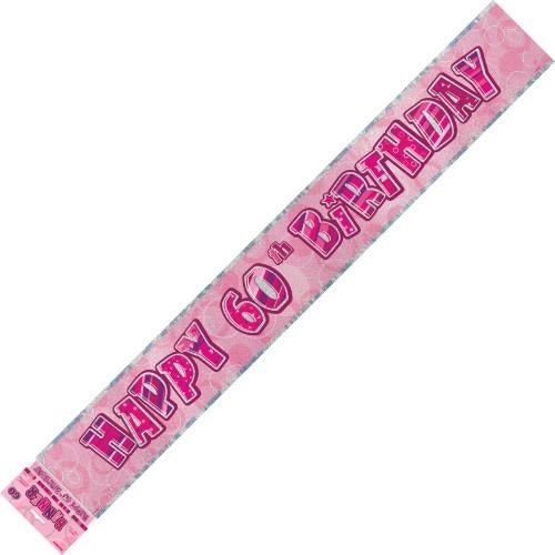 Happy 60th Birthday Banner (Blue, Pink, and Black) - Everything Party