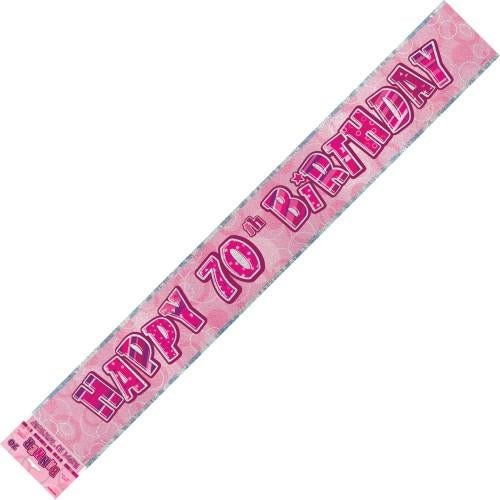Happy 70th Birthday Banner (Blue, Pink, and Black) - Everything Party