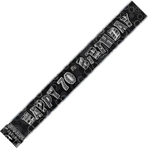 Happy 70th Birthday Banner (Blue, Pink, and Black) - Everything Party