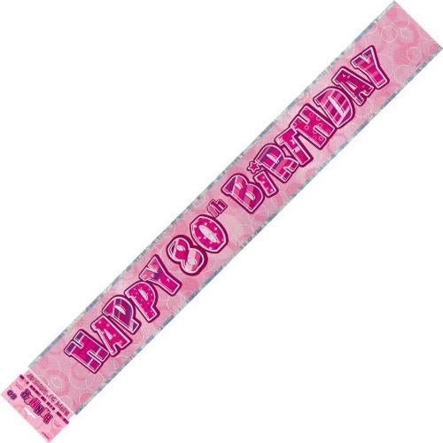 Happy 80th Birthday Banner (Blue, Pink, and Black) - Everything Party