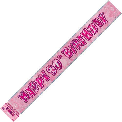Happy 90th Birthday Banner (Blue, Pink, and Black) - Everything Party