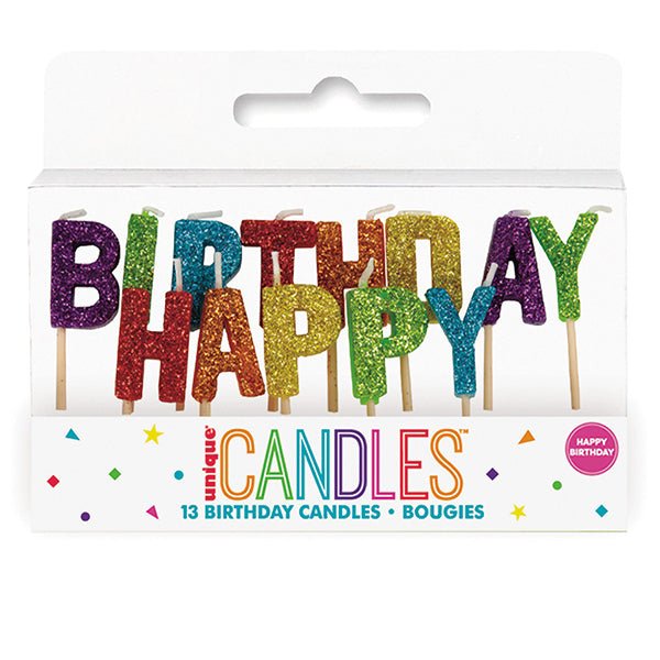 Happy Birthday 13 Picks Glitter Candles - Rainbow - Everything Party