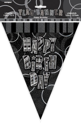 Happy Birthday Flag Banner (Blue, Pink, Black) - Everything Party