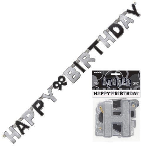 Happy Birthday Glitz Joint Banner - Black - Everything Party