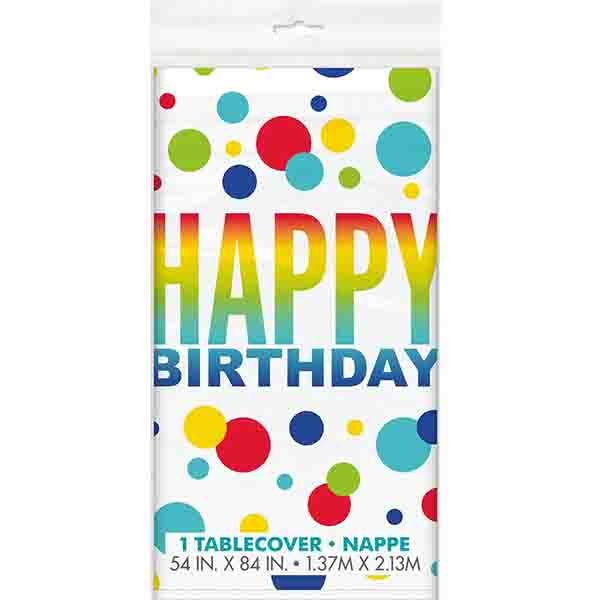 Happy Birthday Rainbow Spots Rectangle Tablecloth - Everything Party